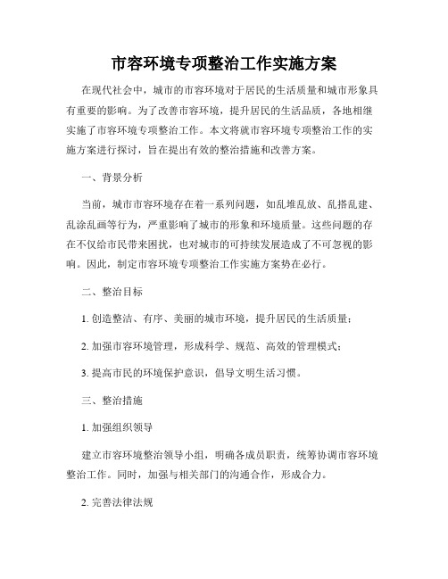 市容环境专项整治工作实施方案