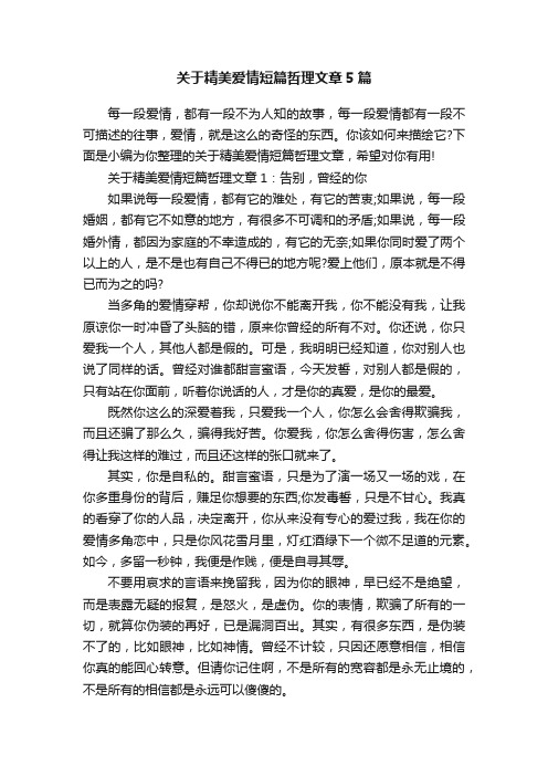 关于精美爱情短篇哲理文章5篇