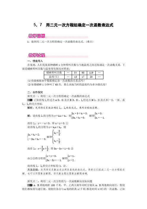  用二元一次方程组确定一次函数表达式1【公开课教案】(含反思)