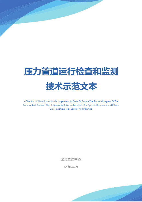 压力管道运行检查和监测技术示范文本