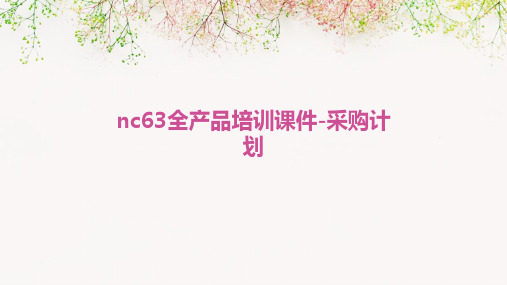 NC63全产品培训课件-采购计划