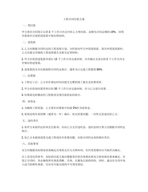 工程合同付款方案