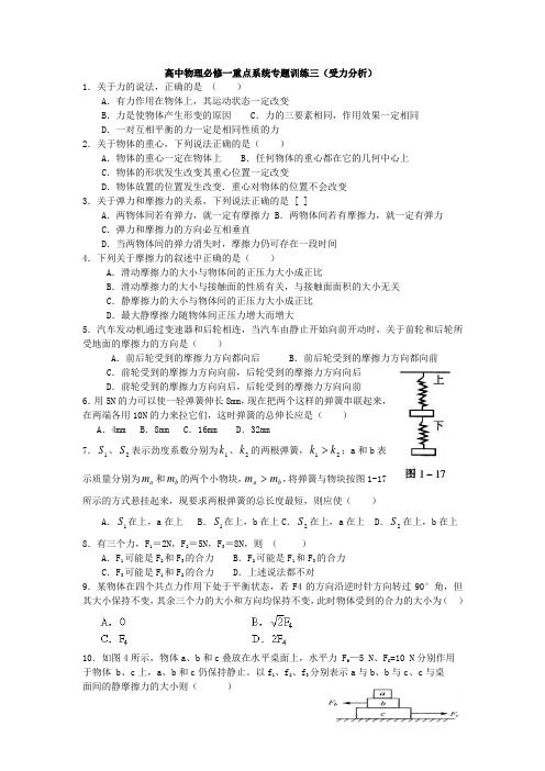 高中物理必修一重点系统专题训练三-受力分析