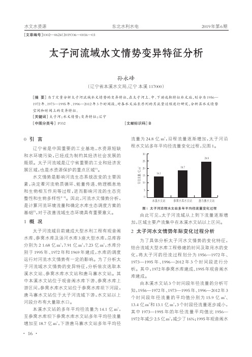 太子河流域水文情势变异特征分析