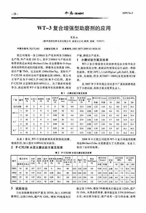 WT3复合增强型助磨剂的应用
