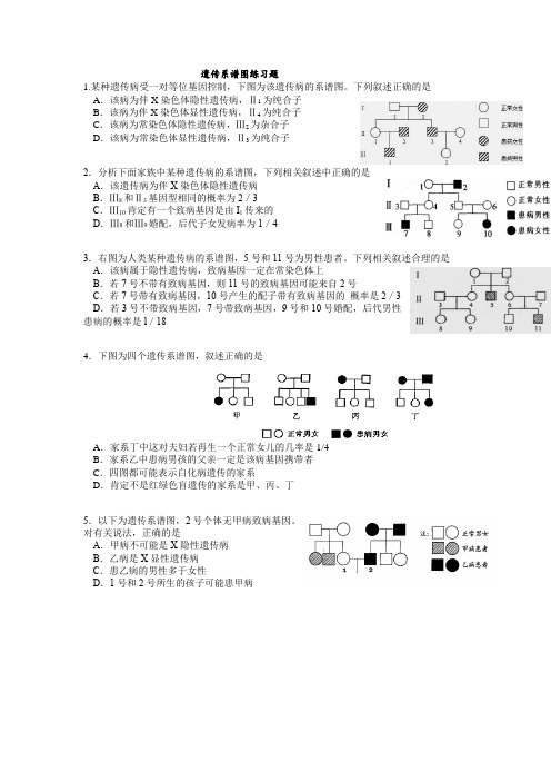 遗传系谱图练习题2