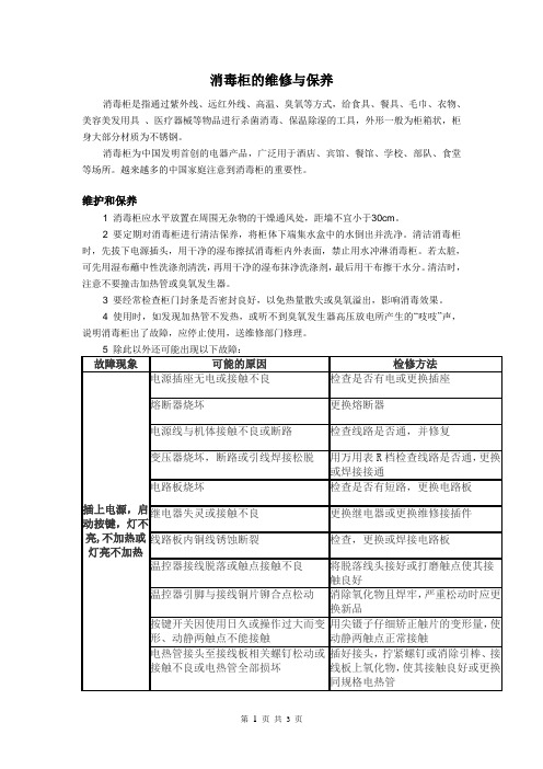 消毒柜常见故障检验维修方法