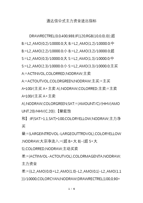 通达信公式主力资金进出指标