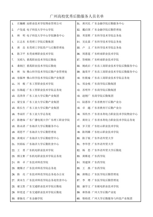 广州高校后勤人员名单