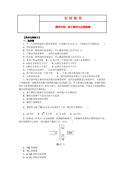 原子核单元达纲检测