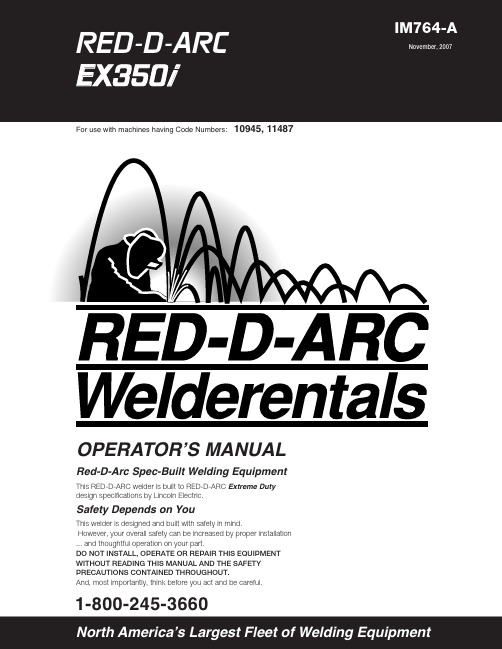 RED-D-ARC EEX350ii IM764-A 操作手册说明书