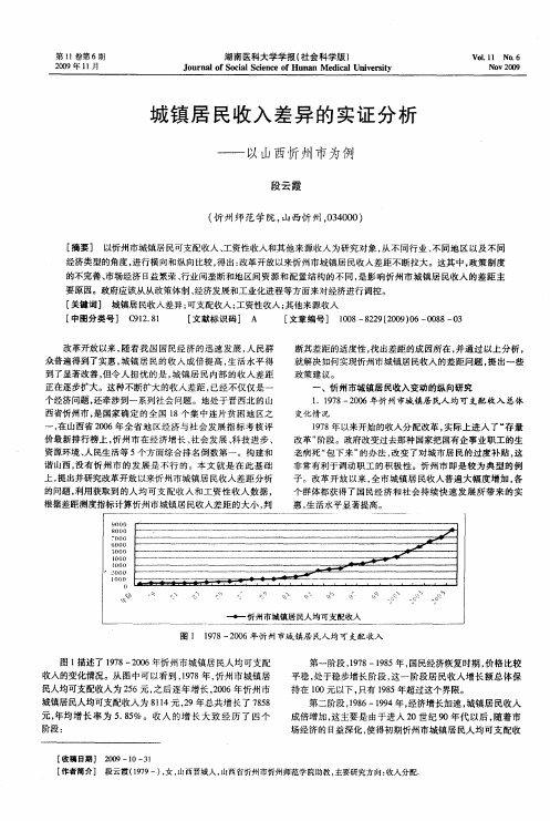 城镇居民收入差异的实证分析——以山西忻州市为例