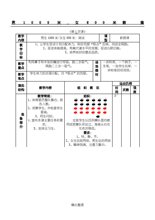 男1000米_女800米教 案