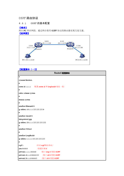 H3C三层交换机OSPF路由协议(H3C网络设备)