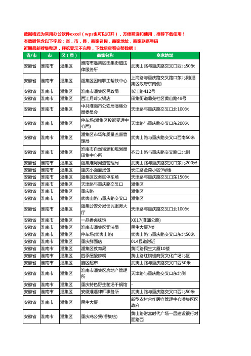 2020新版安徽省淮南市潘集区重卡工商企业公司商家名录名单黄页联系电话号码地址大全36家