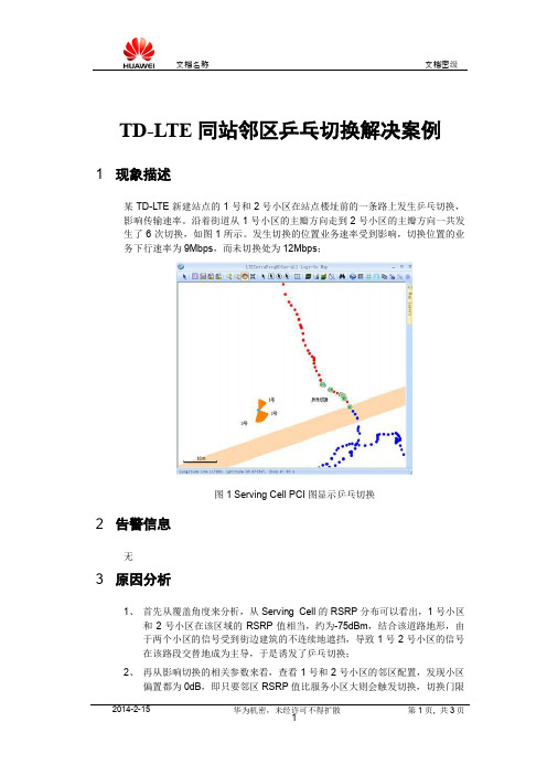 切换判决-TD-LTE同站邻区乒乓切换解决案例