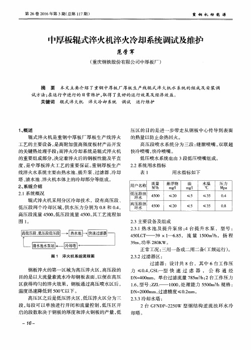 中厚板辊式淬火机淬火冷却系统调试及维护