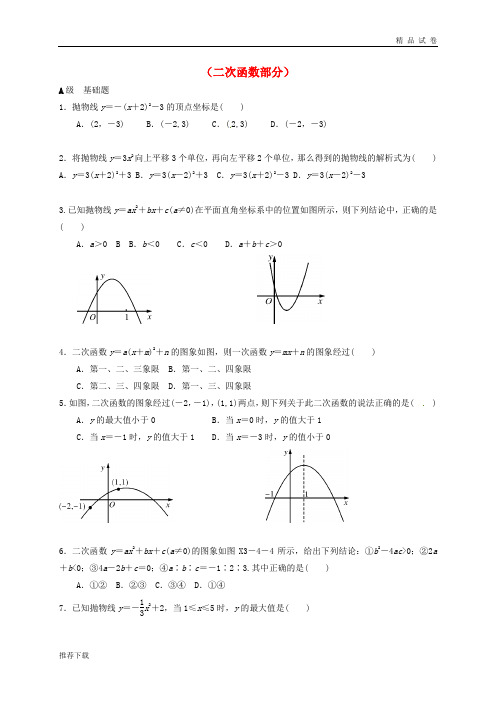 2019中考数学一轮复习 各知识点练习题分层设计十五(二次函数部分)(无答案) 鲁教版