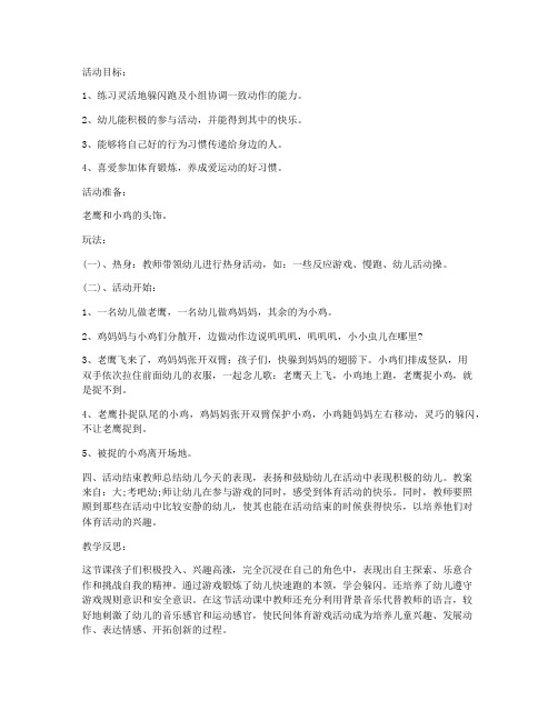 (教学课件)-大班健康教案：老鹰捉小鸡教案及教学反思_1