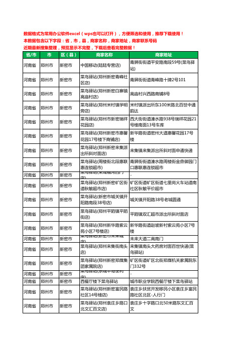 新版河南省郑州市新密市菜鸟驿站工商企业公司名录名单大全56家