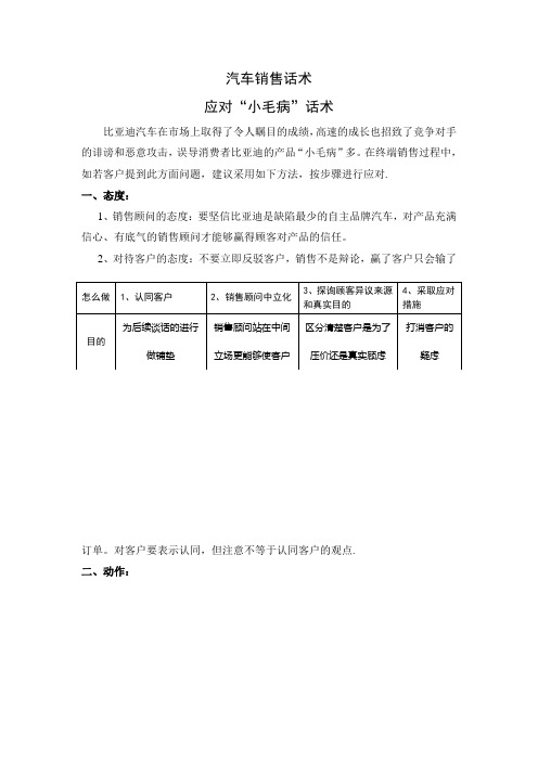 比亚迪汽车销售话术