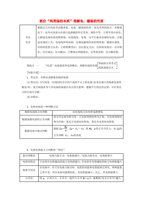 高考物理二轮复习第二部分第一板块第1讲抓住“两类场的本质”理解电磁场的性质讲义含解析