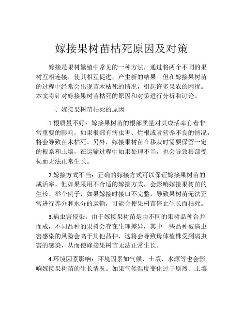 嫁接果树苗枯死原因及对策