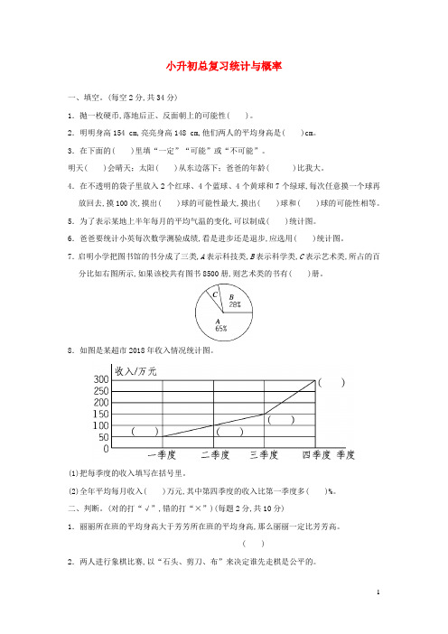 六年级数学下册小升初总复习统计与概率青岛版六三制