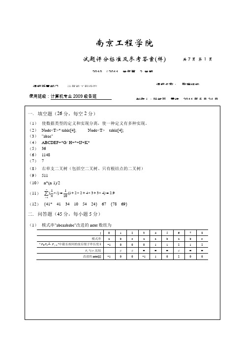 数据结构样卷答案09级