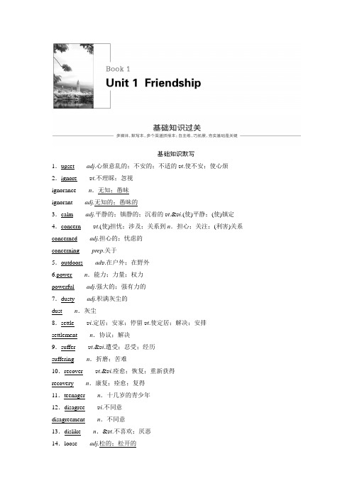 2019届高考英语(人教版)一轮复习必修一unit 1 friendship单元知识点学案