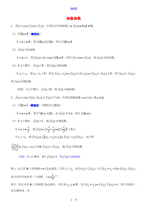 高考数学 抽象函数专题复习  苏科版