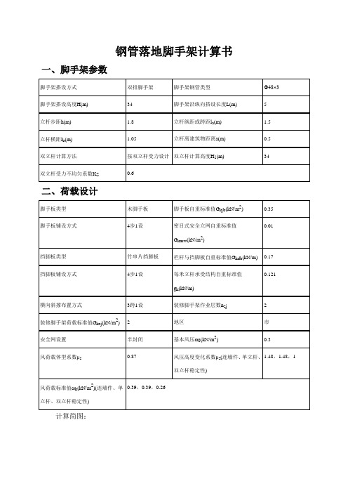 双立杆钢管落地脚手架计算书(范本)