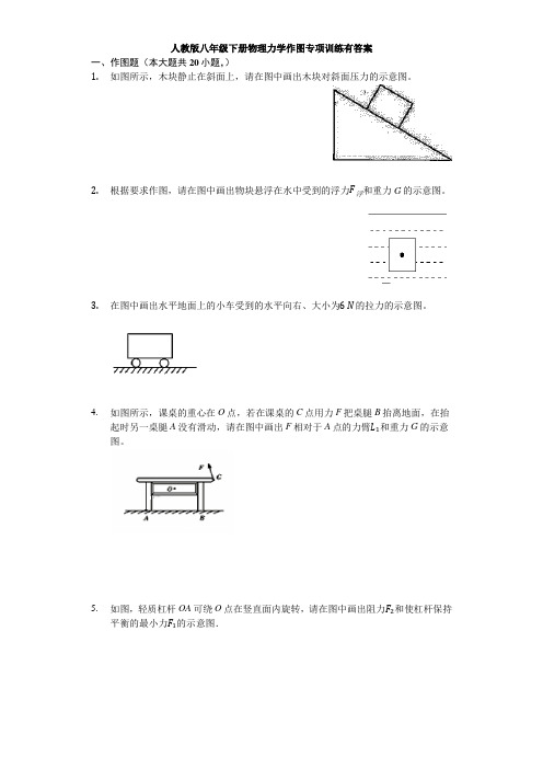 人教版八年级下册物理力学作图专项训练有答案