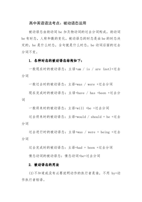 高考英语语法考点：被动语态运用讲义