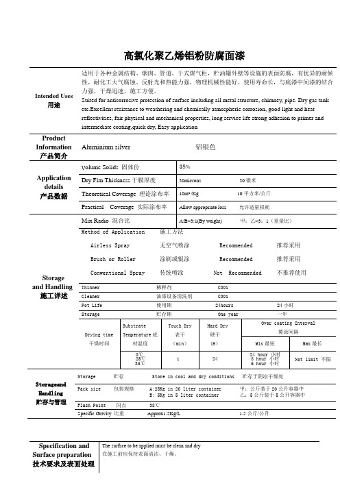 高氯化聚乙烯铝粉防腐面漆