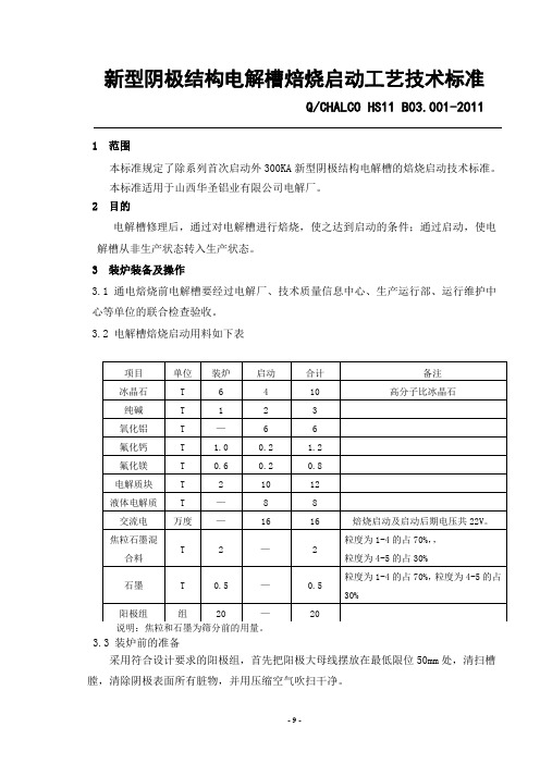 焙烧启动工艺技术标准