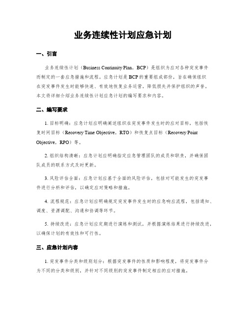 业务连续性计划应急计划