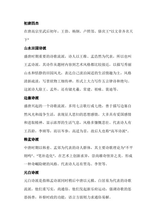 古代文学唐宋文学部分复习资料