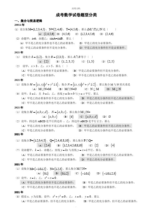 成人高考数学试题(历年成考数学试题