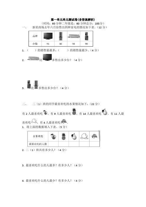 【三套试卷】【青岛版】2021年小学二年级数学下册第一单元精品测试卷(含答案)