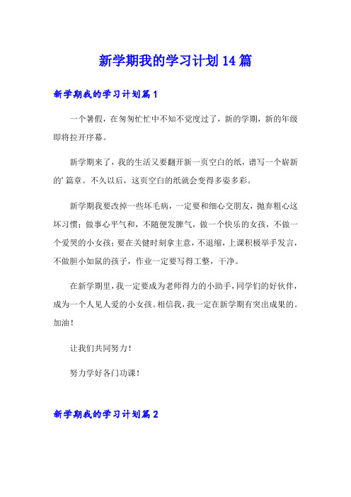 新学期我的学习计划14篇