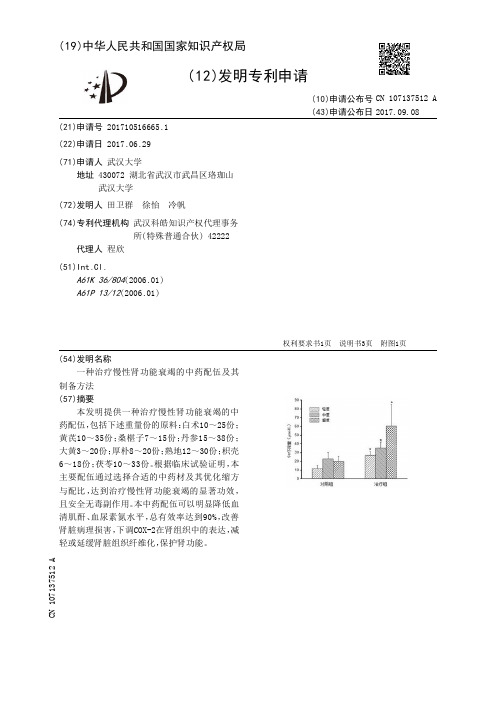 一种治疗慢性肾功能衰竭的中药配伍及其制备方法[发明专利]