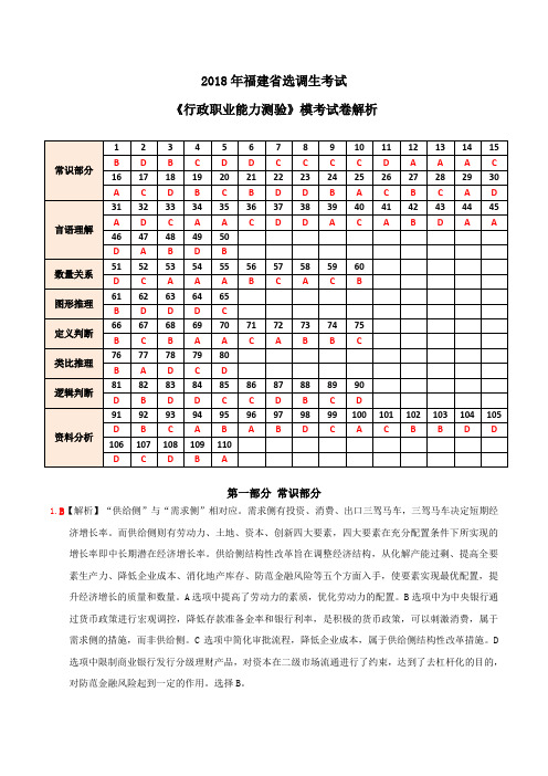 2018年福建省选调生考试