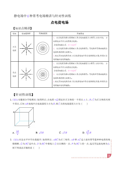 点电荷电场(学生版)--静电场中6种常考电场