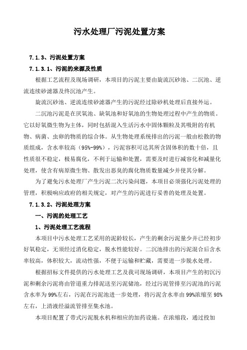 污水处理厂污泥处置方案