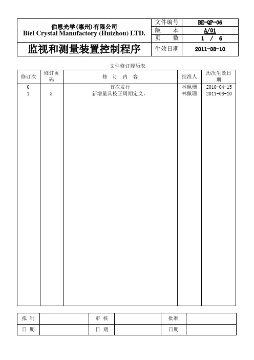 监视和测量装置控制程序