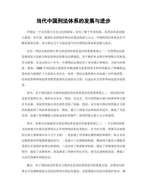 当代中国刑法体系的发展与进步