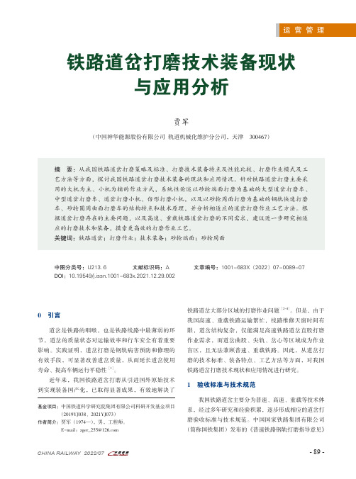 铁路道岔打磨技术装备现状与应用分析