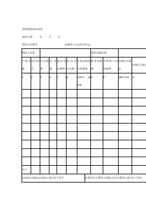 消费税纳税申报表汇总