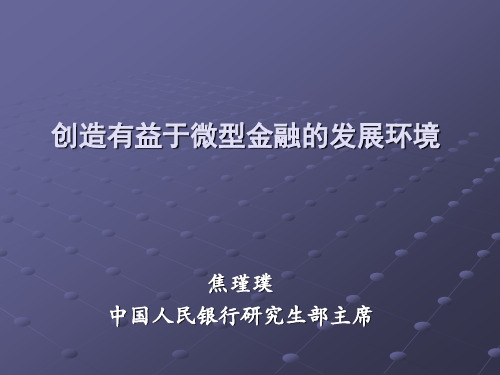 创造有益于微型金融的发展环境